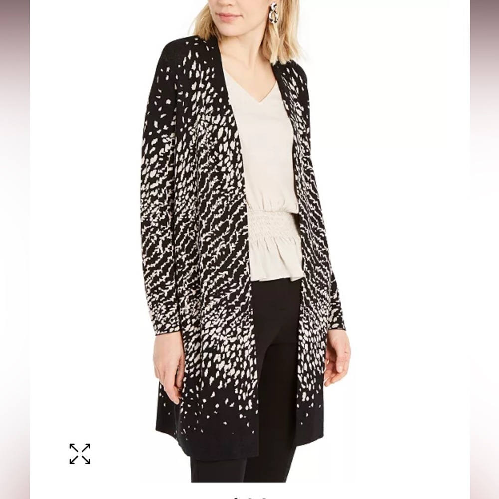 ALFANI Ombré Printed Cardigan Black Beige Petite Small PS SP $80 NWT